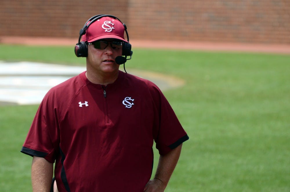 USC Head Coach Chad Holbrook talks to ESPN in game 2 of the series.
