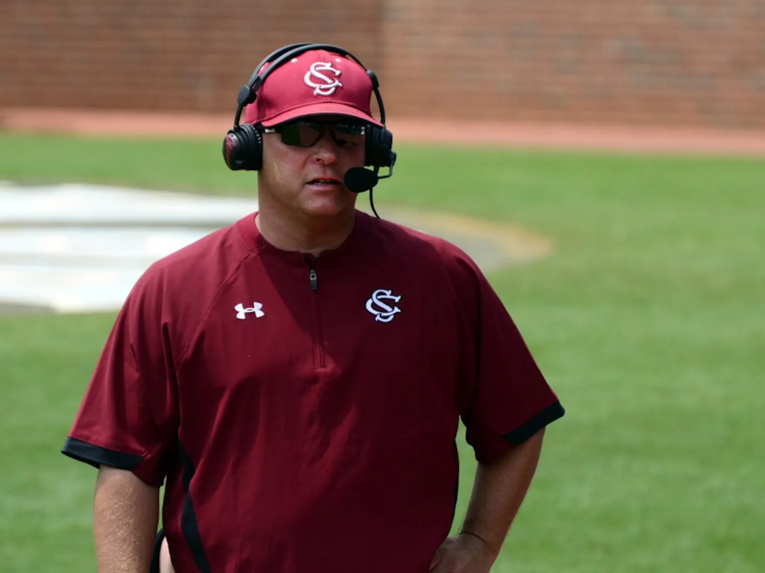 USC Head Coach Chad Holbrook talks to ESPN in game 2 of the series.