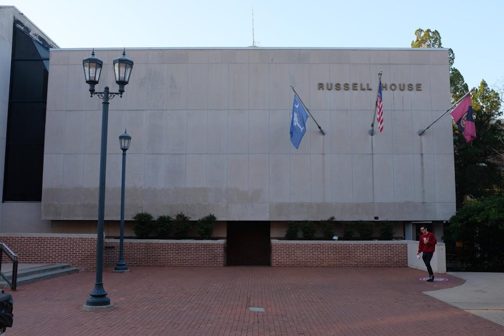 <p>FILE - The outside of Russell House, the university’s student union, on March 13, 2024. The proposed upgrades to Russell House will accommodate the growing number of students at the university.</p>