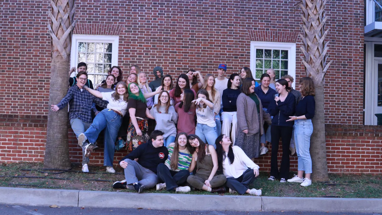 The Fall 2023 senior staff members of The Daily Gamecock pose for a picture outside of the University of South Carolina School of Journalism and Mass Communications on Nov. 5, 2023.