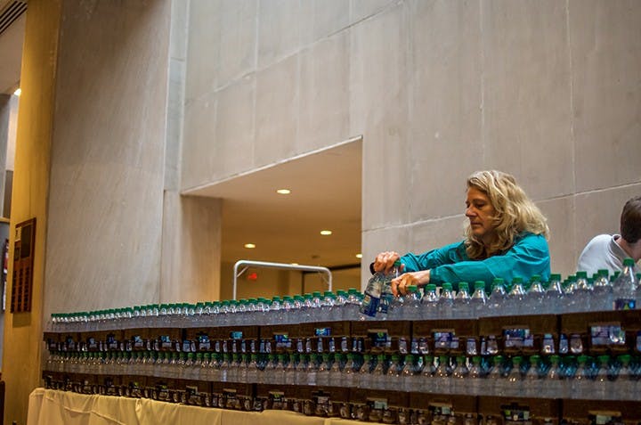 Bottled water was brought into Russell House on October 5 for students. 