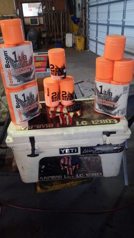 A before image of Bryan Atkinson's YETI cooler in south Carolina. Atkinson filled his cooler with explosives, placed it in a field, then shot it with his AR-15 rifle. The huge explosion was captured on video. (Bryan Atkinson)