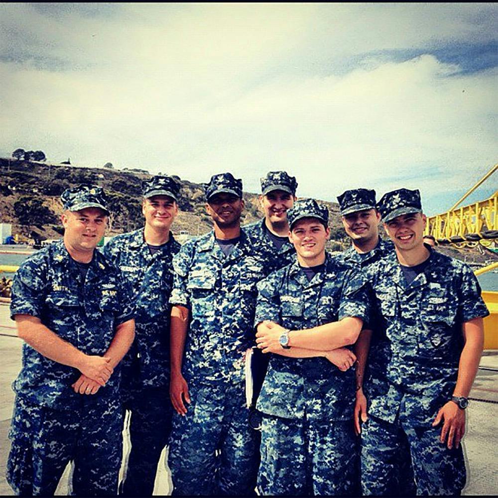 "Christopher Lorensen (second from the left) served six years in the Navy."