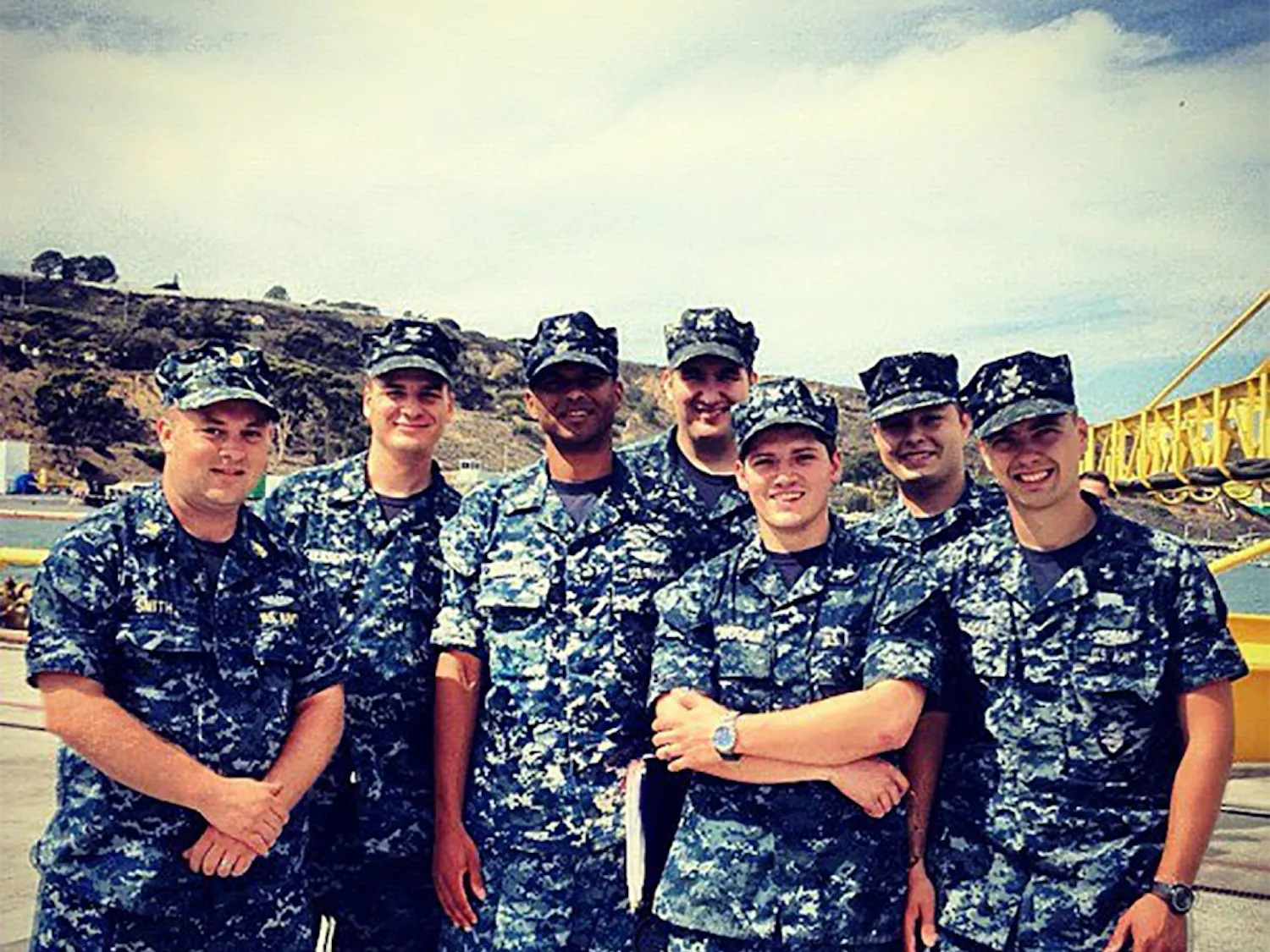 "Christopher Lorensen (second from the left) served six years in the Navy."
