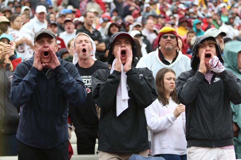 Fans boo in protest of the referees' calls during the game against Florida at Williams-Brice Stadium Saturday.
