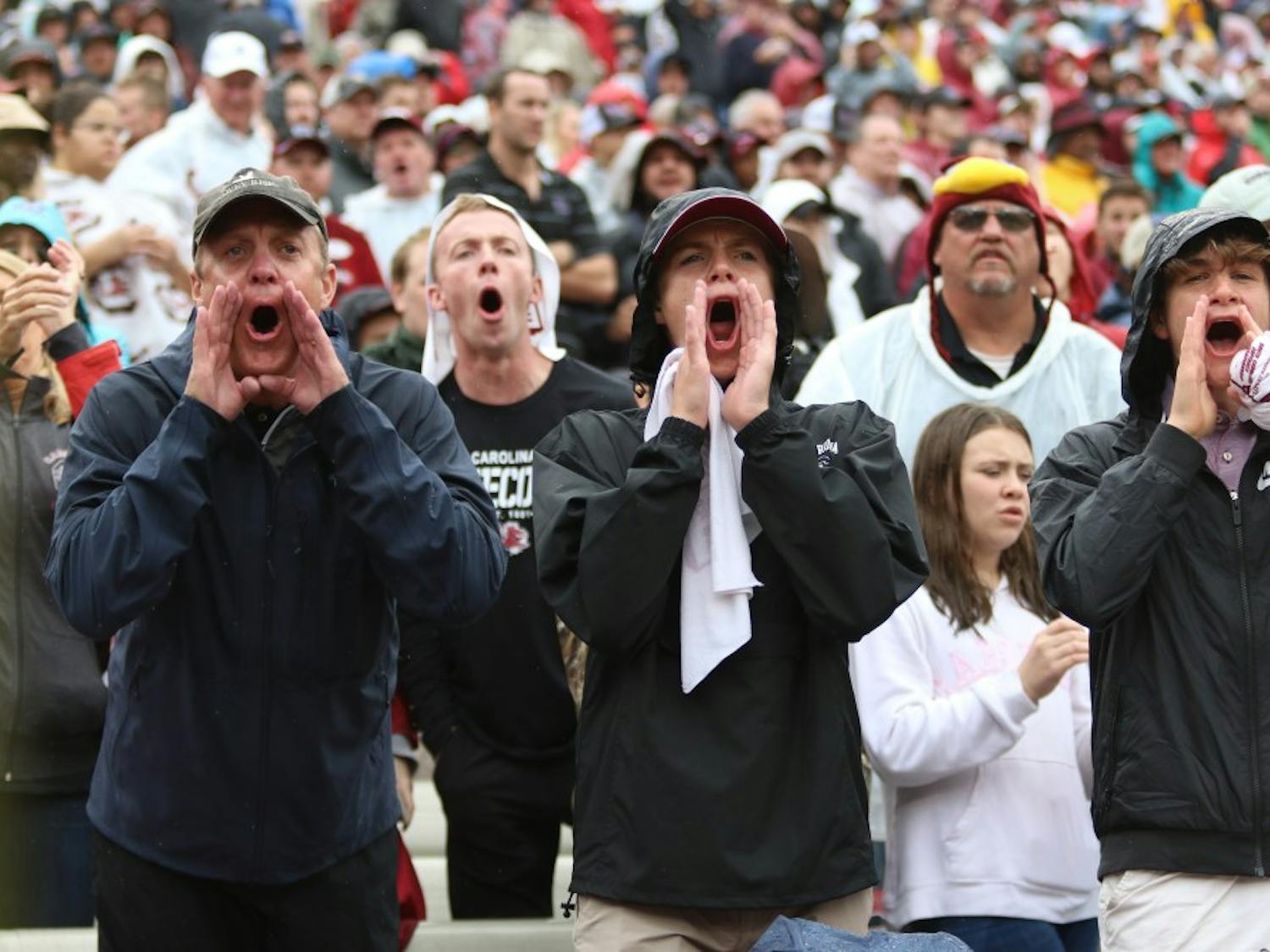 Fans boo in protest of the referees' calls during the game against Florida at Williams-Brice Stadium Saturday.