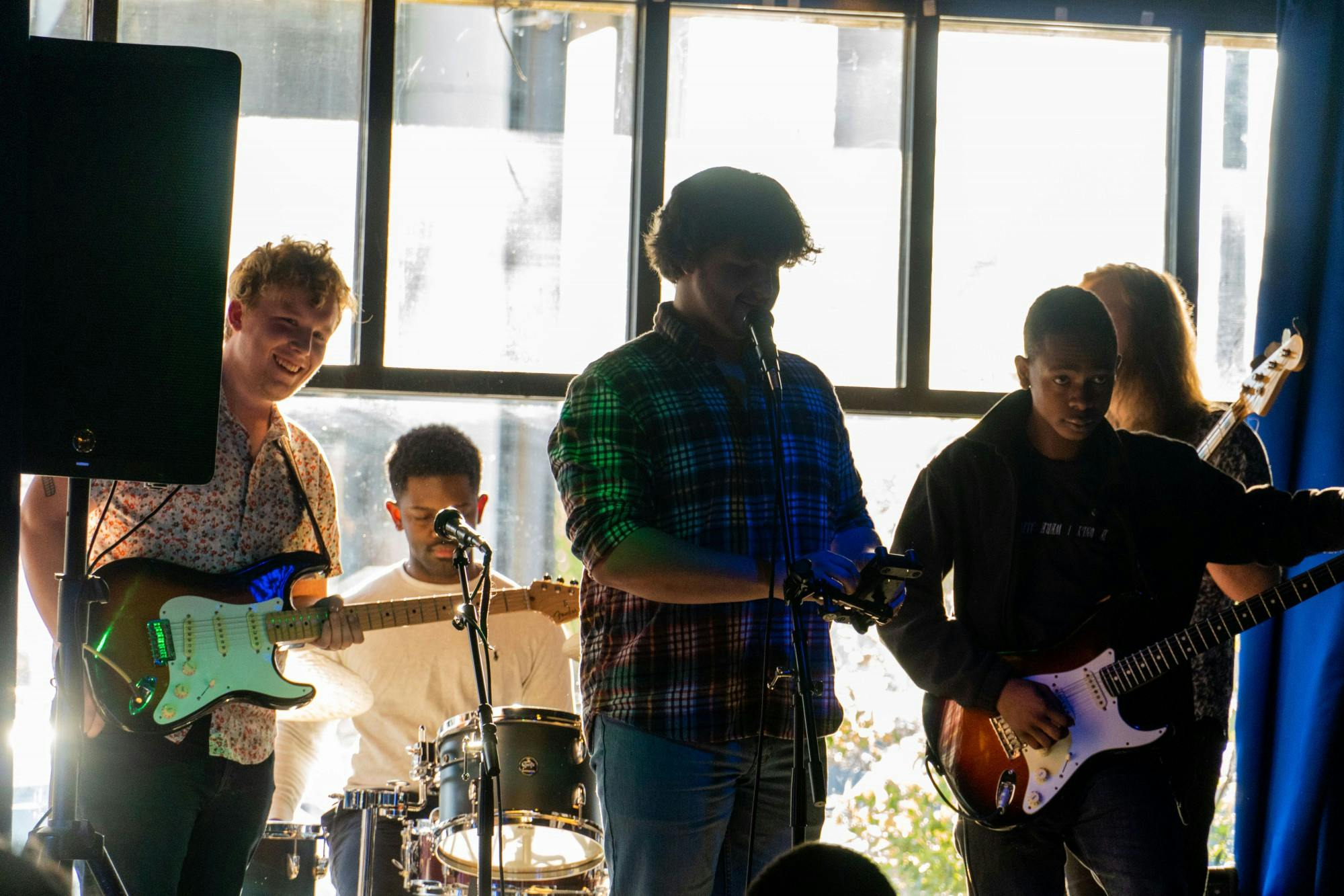 Local band Outta Pocket performs at The Joint on Main 1710, a local jazz and tapas restaurant in Columbia, South Carolina on March 25, 2022. Rex Hagins, Outta Pocket’s guitarist, recommends emerging artists to engage and be active within their community.