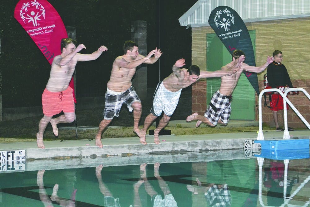 	Participants braved cold waters in the Maxcy-Gregg Pool Saturday for the Polar Bear Plunge, benefiting the Special Olympics.