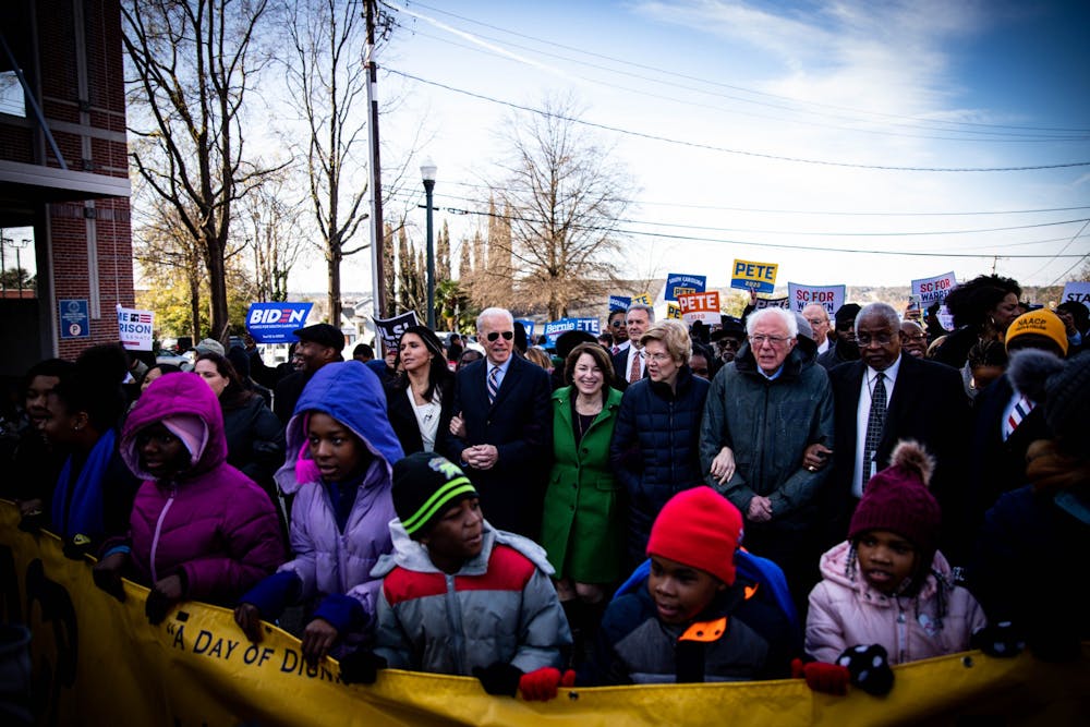 <p>Democratic presidential candidates join the King Day at the Dome rally at Zion Baptist Church on Martin Luther King Jr. Day Jan. 20.</p>