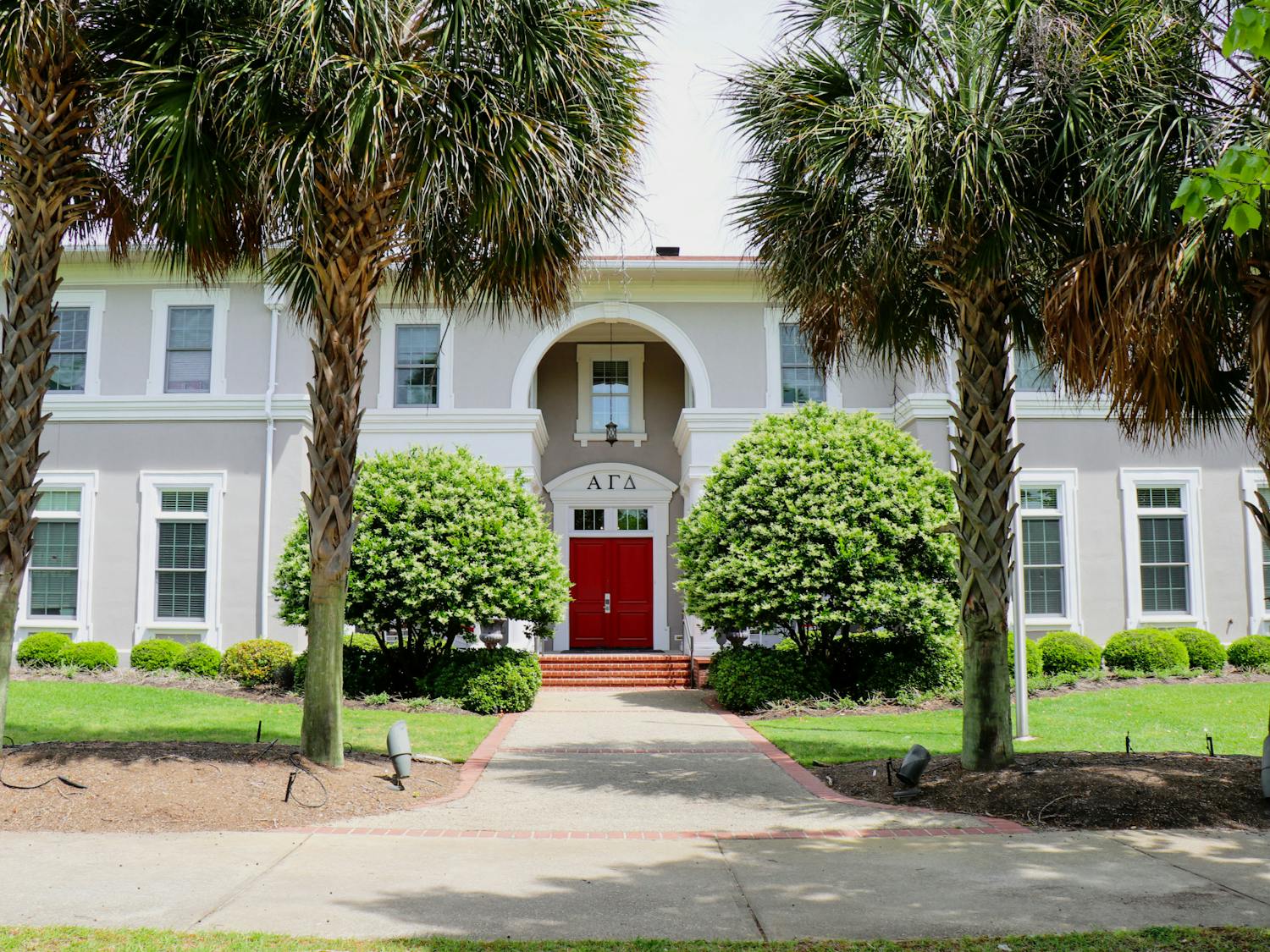 The Sigma Phi Epsilon house, which is currently leased to Alpha Gamma Delta, in University of South Carolina’s Greek Village on April 10, 2023. This house is located next to the Chi Psi and Alpha Xi Delta houses.&nbsp;