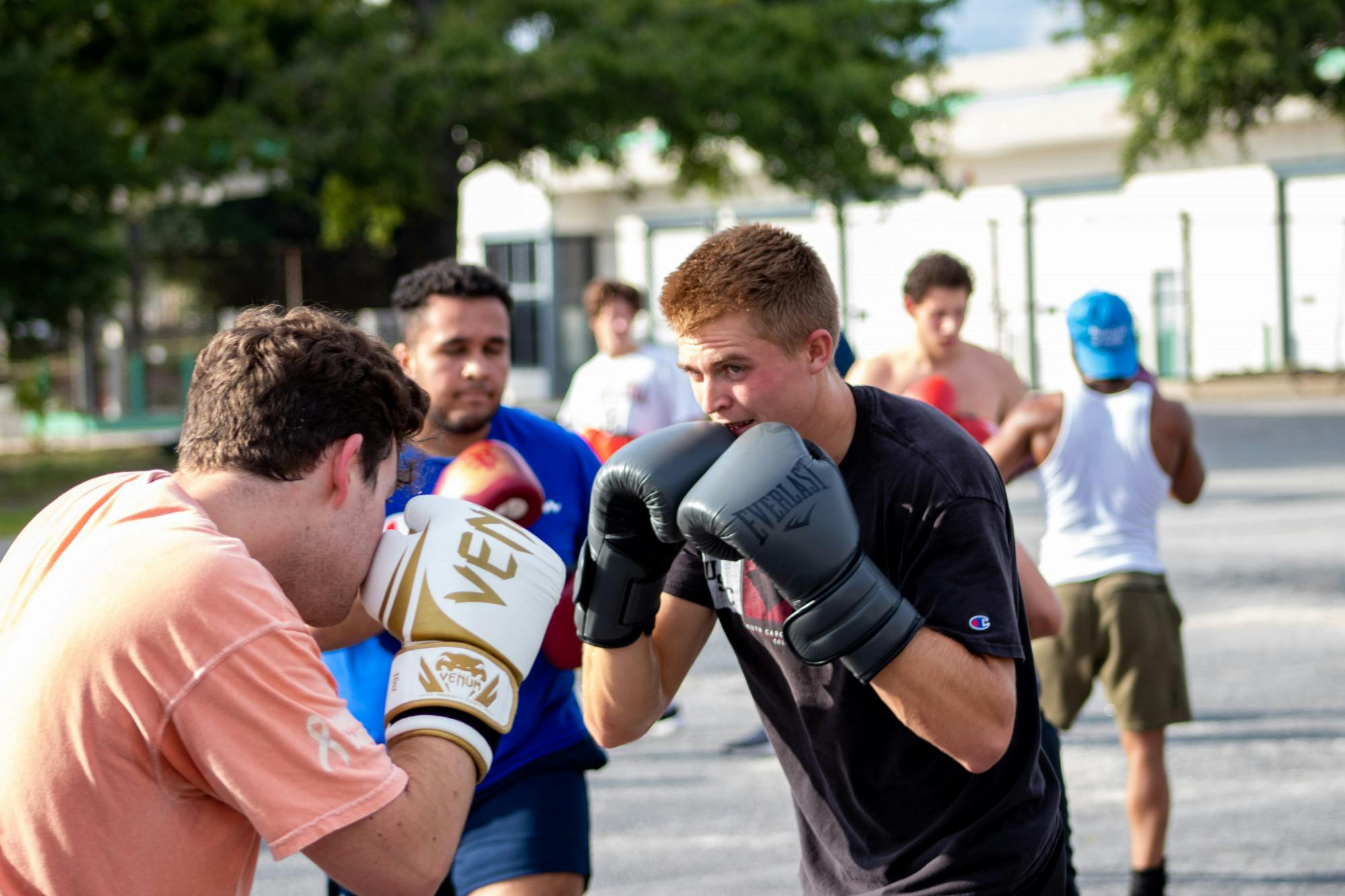 USC's Carolina Boxing Club gathers for an high-paced practice session on Sept. 12, 2022, at Battle Boxing Gym on Bluff Rd. in Columbia, S.C. The Carolina Boxing Club practices Monday, Wednesday and Friday afternoons for a variety of training sessions to prepare members for live-sparring sessions and tournaments taking place later this season.