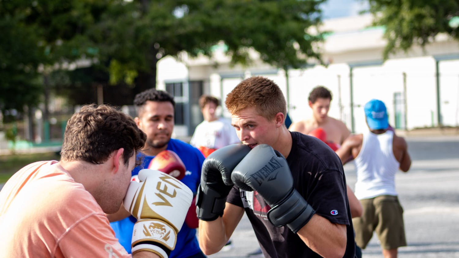 USC's Carolina Boxing Club gathers for an high-paced practice session on Sept. 12, 2022, at Battle Boxing Gym on Bluff Rd. in Columbia, S.C. The Carolina Boxing Club practices Monday, Wednesday and Friday afternoons for a variety of training sessions to prepare members for live-sparring sessions and tournaments taking place later this season.
