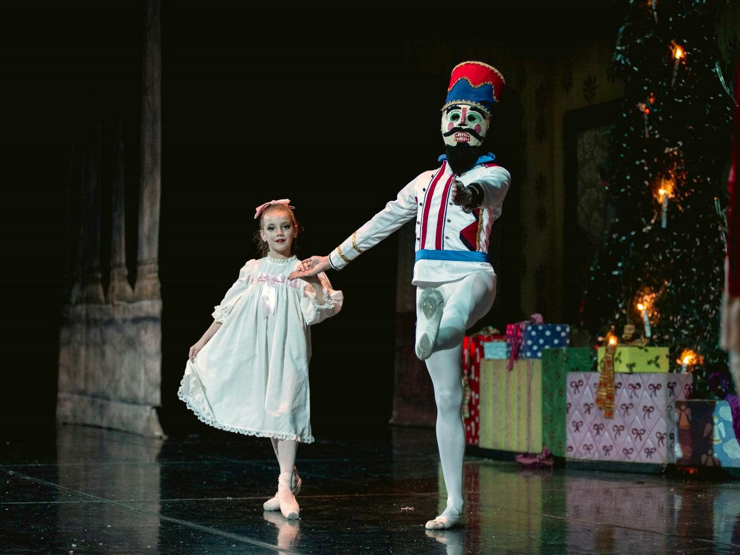 Ava Ramirez, who performs as Clara, and the Nutcracker share a dance in the traditional Christmas ballet.