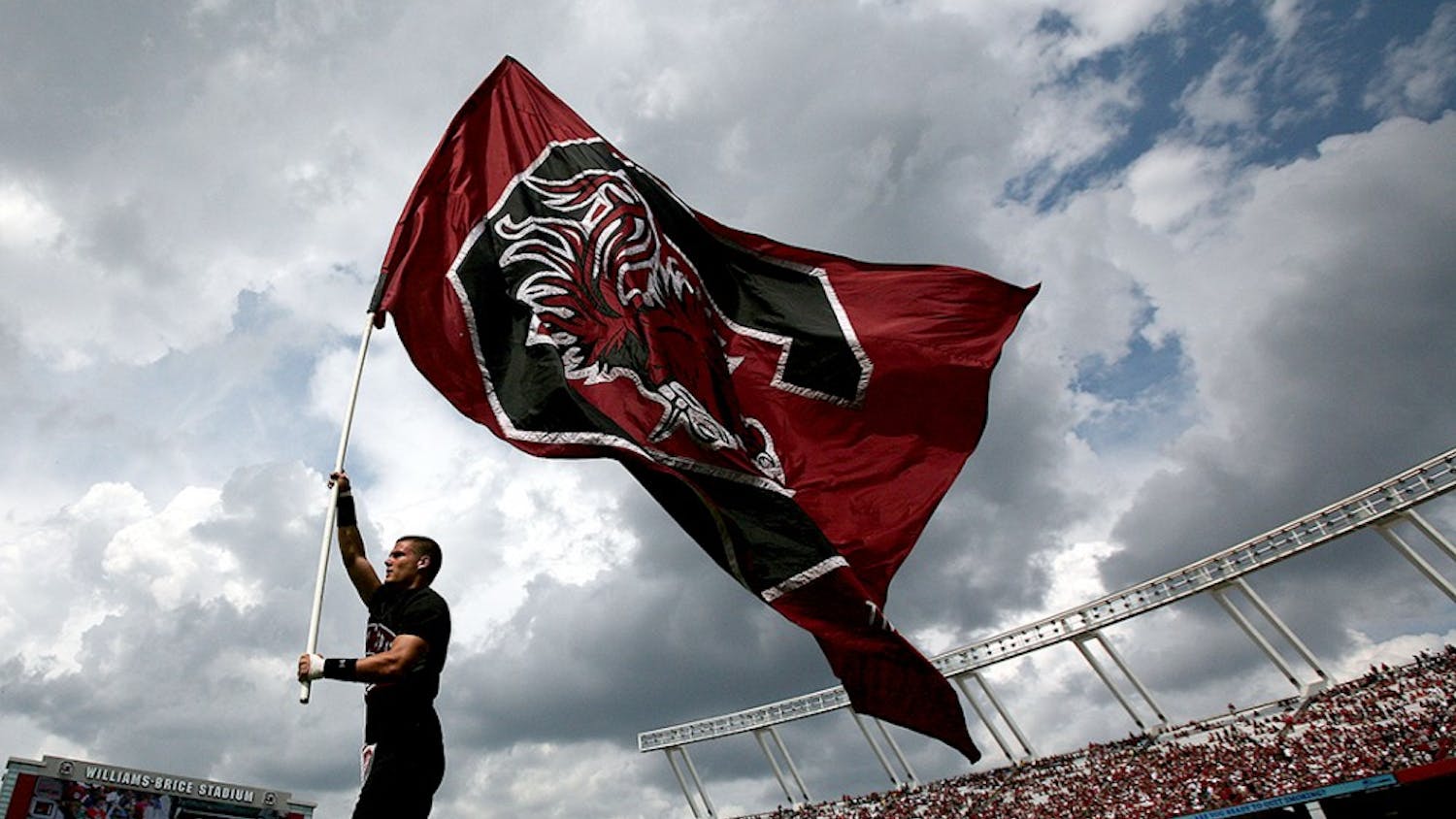 The University of South Carolina flag flies high after the Gamecocks scored against East Carolina in the third quarter at William-Brice Stadium in Columbia, South Carolina, Saturday, September 8, 2012. South Carolina defeated ECU, 48-10. (C. Aluka Berry/The State/MCT)