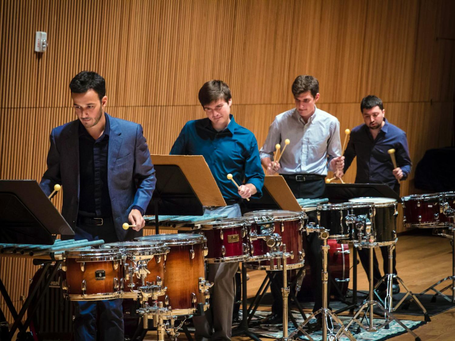 Members of Sandbox Percussion performing in 2014. The group will perform "Seven Pillars," a piece composed by USC alumn, Andy Akiho, on Sept. 9 at 7:30 p.m. in the School of Music Recital Hall.