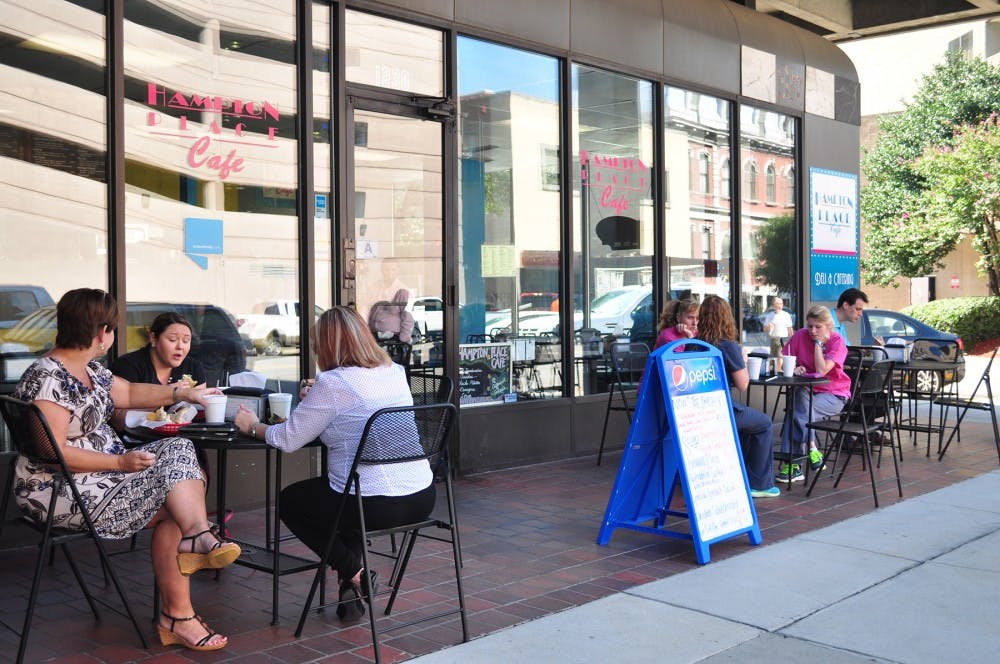 Outdoor seating is especially nice this time of year.