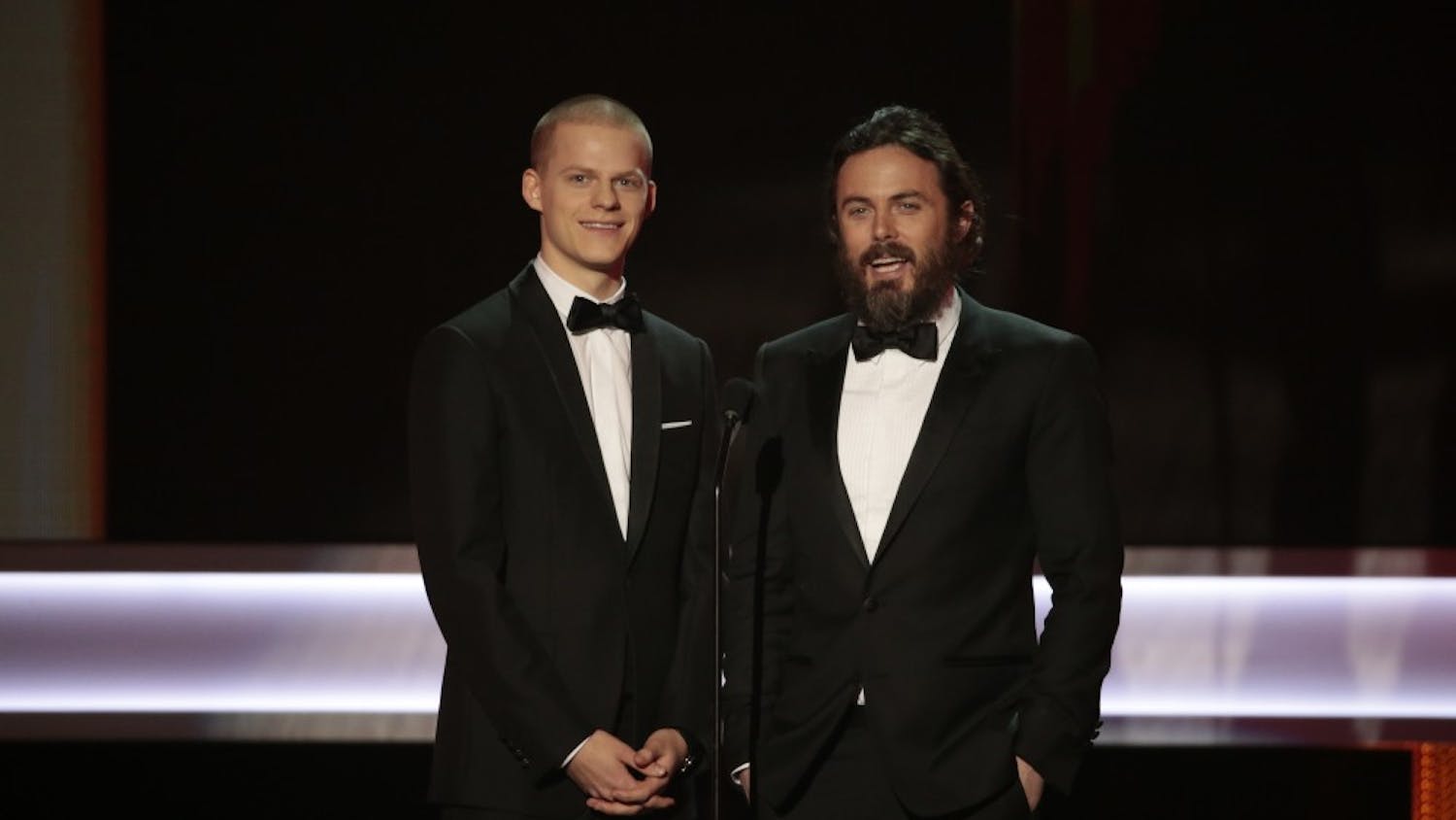 Lucas Hedges and Casey Affleck during the 23rd Annual Screen Actors Guild Awards at the Shrine Auditorium in Los Angeles on Sunday, Jan. 29, 2017. (Robert Gauthier/Los Angeles Times/TNS)