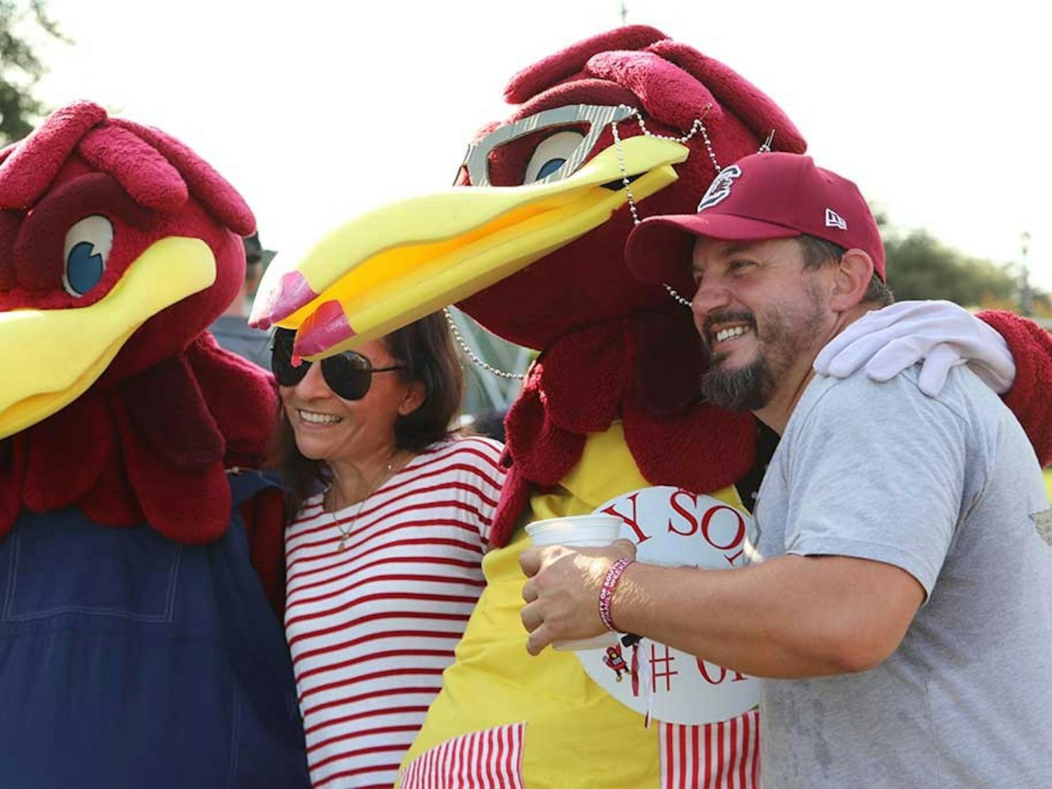 Gamecock families meet Cocky's family at the USC Family Weekend Tailgate Party.