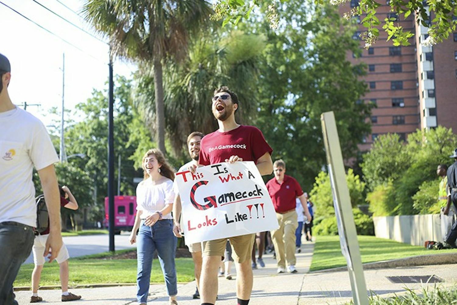 A rally protesting the board of trustees upcoming vote on Friday was held on Wednesday on the Russell House patio. City leaders, alumni, students and faculty spoke out against Gov. Henry McMaster's involvement in the decision of 鶹С򽴫ý's next president. On Friday, students and faculty marched from Russell House to the Alumni Center for the Board's decision. Bob Caslen was chosen to serve as the 29th president of the university.&nbsp;