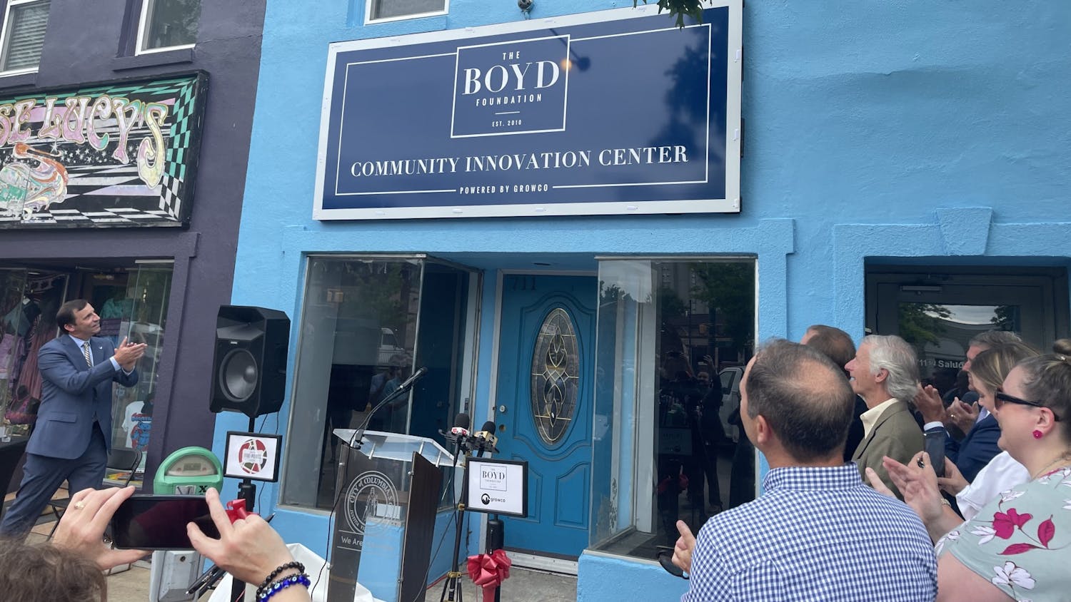 A picture of the sign for the new Boyd Community Innovation Center on July 12, 2022. The center was created to help entrepreneurs seek advice for their small business and to build community.