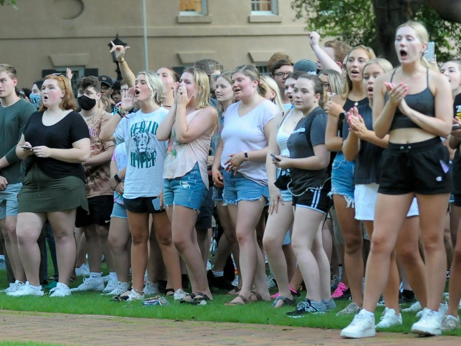 Freshmen gather on the Horseshoe for First Night Carolina.
