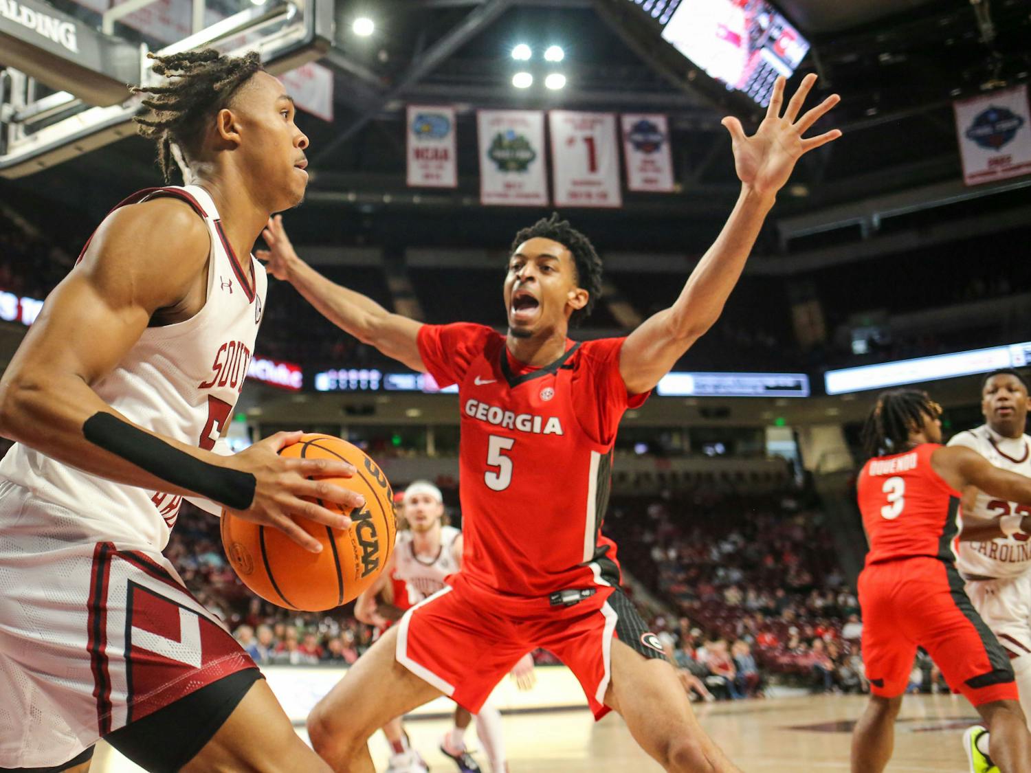The Gamecock men's basketball team ended its regular season by defeating the Georgia Bulldogs 61-55 at Colonial Life Arena on March 4, 2023. South Carolina is 11-20 overall heading into SEC Tournament play next week in Nashville, Tennessee.