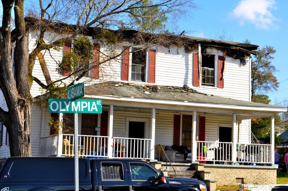 A house on the 1100 block of Olympia Avenue caught fire Monday morning. None of the seven residents inside were injured.