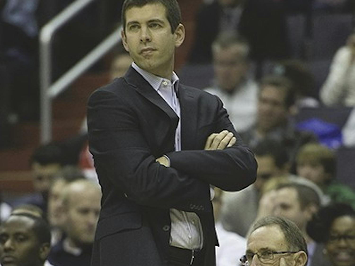 Boston Celtics head coach Brad Stevens on the side court during the first half of their game against the Washington Wizards played at the Verizon Center in Washington, Wednesday, Jan. 22, 2014. (Harry E. Walker/MCT)