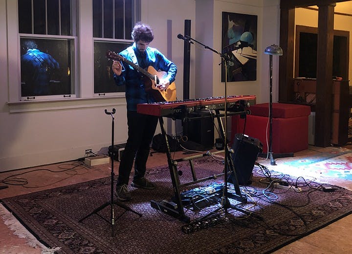 Noah Ballou (Lleau) plays for a tech rehearsal for "At the Addition."