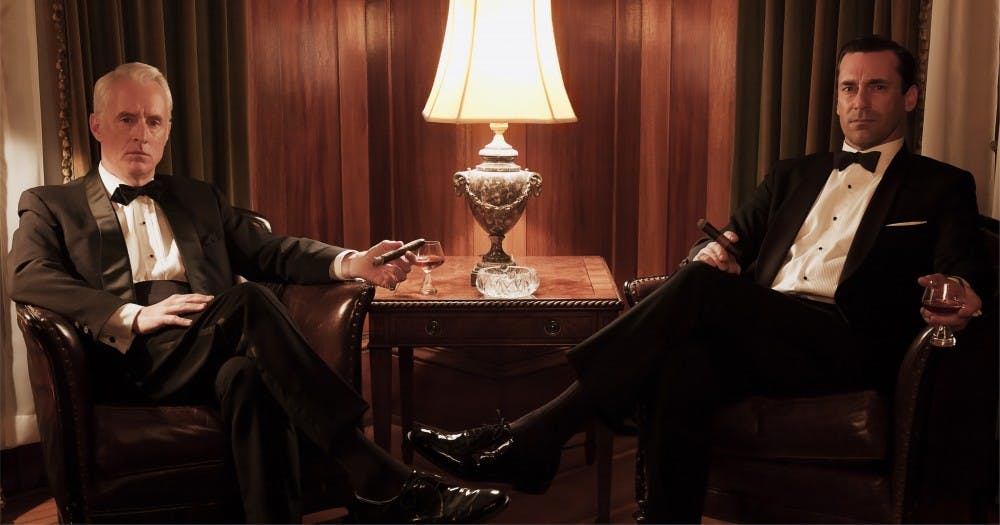 Roger Sterling (John Slattery) and Don Draper (Jon Hamm) - Mad Men_Season 6, Gallery - Photo Credit: Frank Ockenfels/AMC