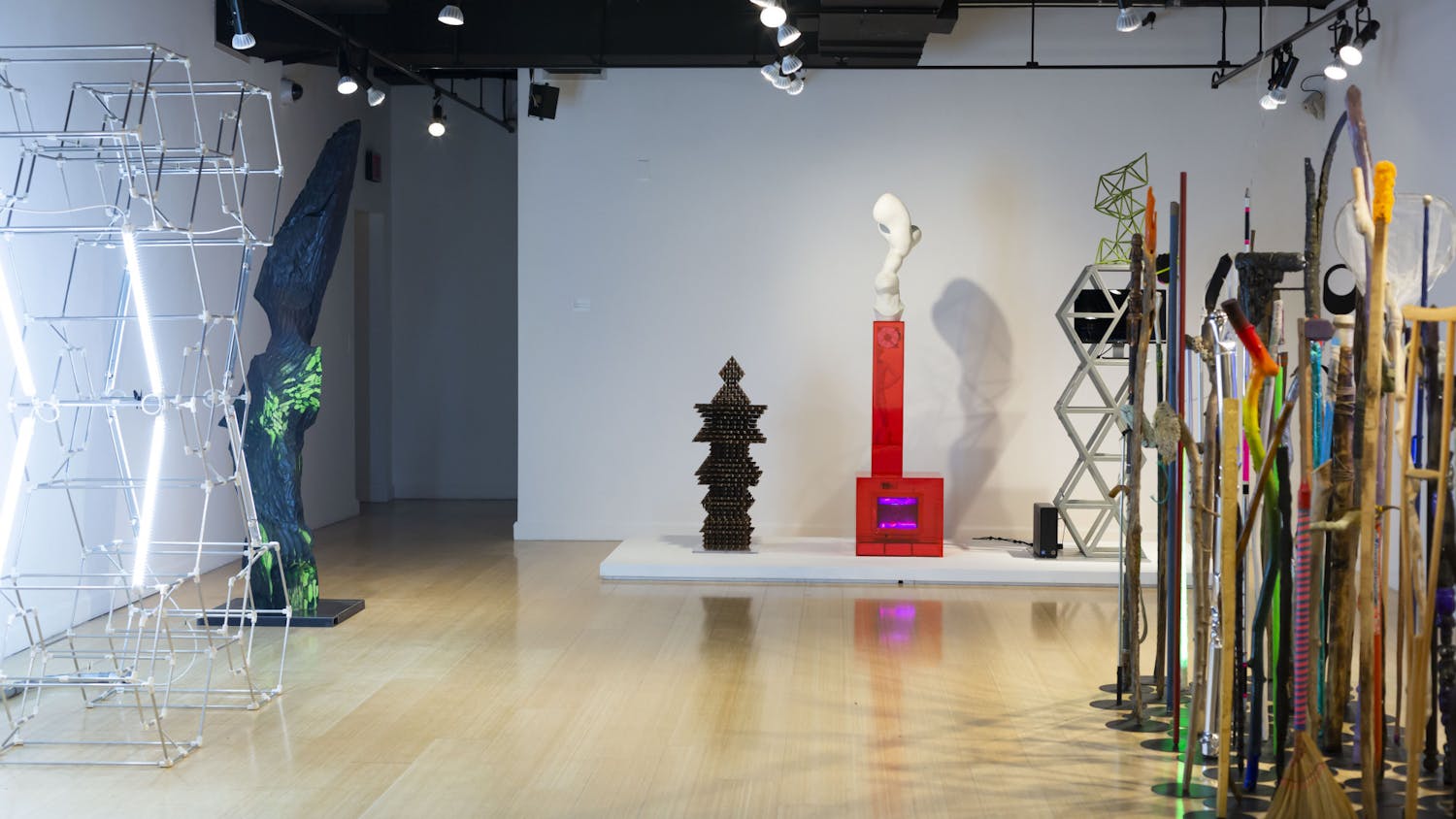 Sculptures from Eli Kessler and Christopher Mahonski on display during the Voyage of Life Exhibit in the McMaster Gallery. The exhibit is taking place from Oct. 24 to Nov. 29, 2022.