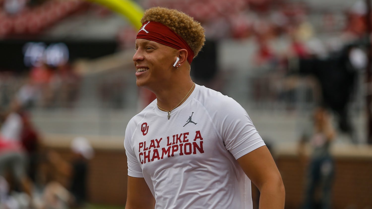 Oklahoma quarterback Spencer Rattler warms up prior to Oklahoma's game on Sept. 28, 2019 in Norman, Oklahoma Rattler is a new transfer to the Gamecocks for the 2022 football season.