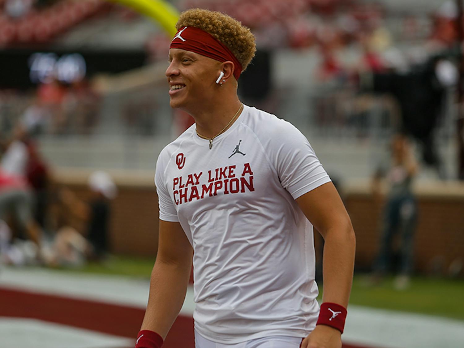 Oklahoma quarterback Spencer Rattler warms up prior to Oklahoma's game on Sept. 28, 2019 in Norman, Oklahoma Rattler is a new transfer to the Gamecocks for the 2022 football season.