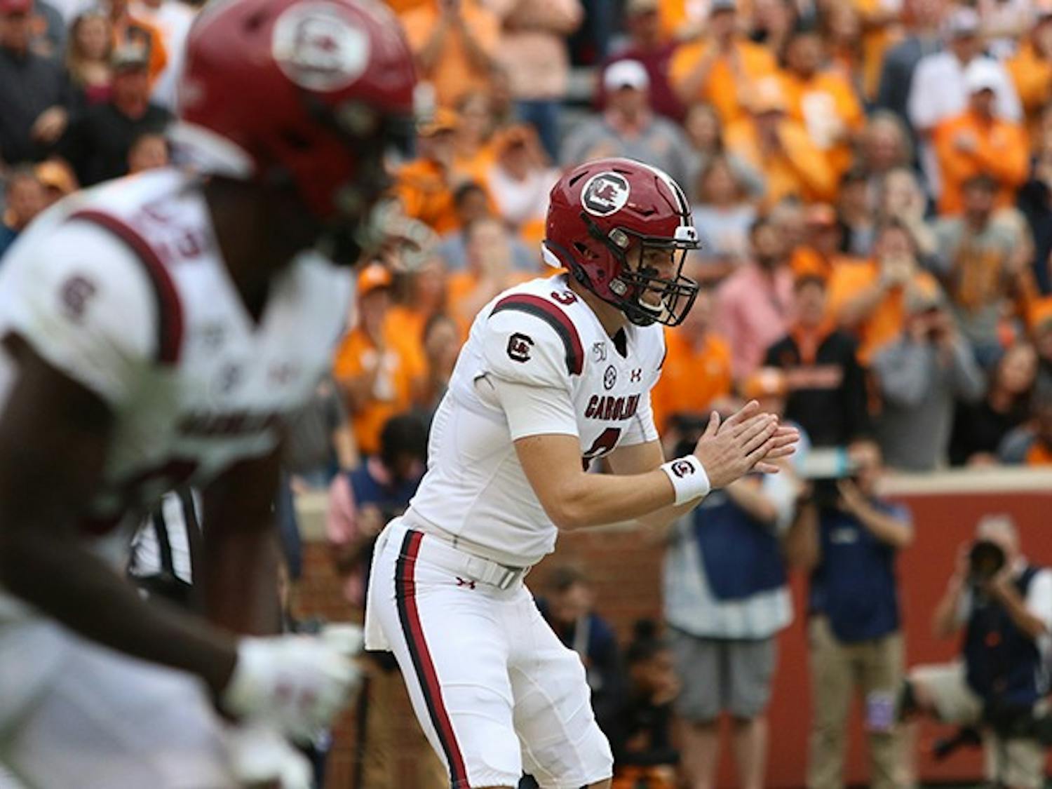 Sophomore quarterback Ryan Hilinski waits for the snap against Tennessee on Oct. 26, 2019. Hilinski entered the transfer portal Wednesday.