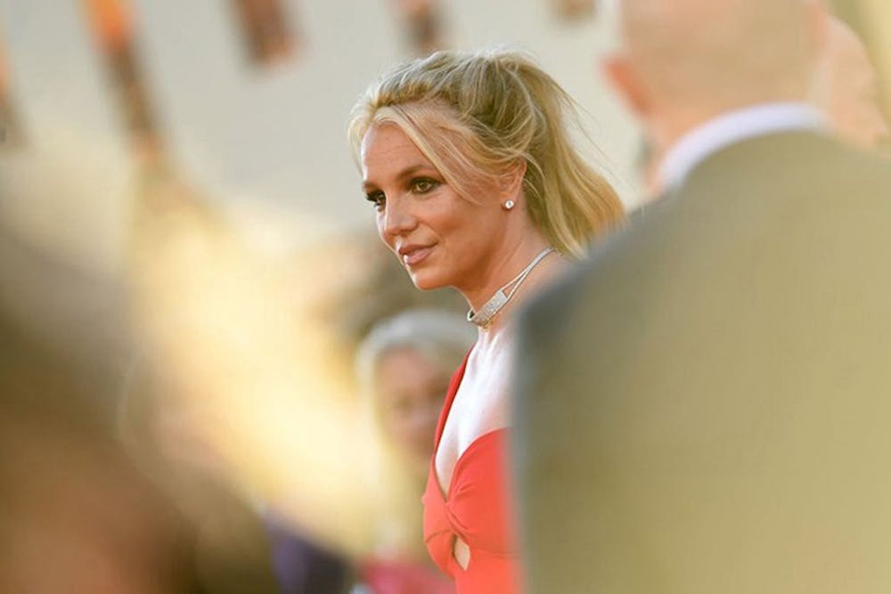 Britney Spears arrives at a movie premiere in 2019.
