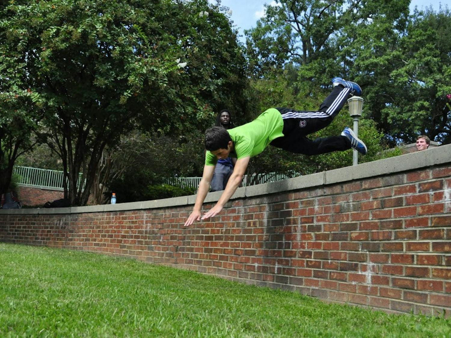 	Holaus in the middle of executing a wall roll