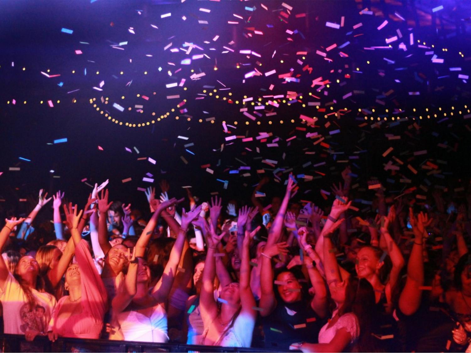 Confetti rains down on the dancing crowd at the Taylor Swift dance party held at the Senate on Sept. 2, 2022. In addition to the dance party, there was a lip sync battle, photo booth and Taylor Swift costume contest.