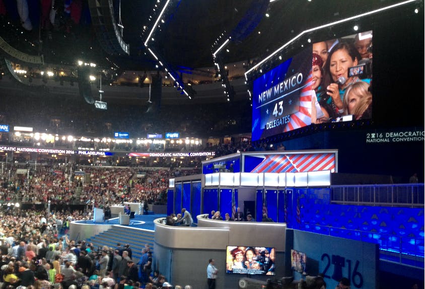 New Mexico's delegates have their votes recorded at the Democratic National Convention in Philadelphia on July 26, 2016.