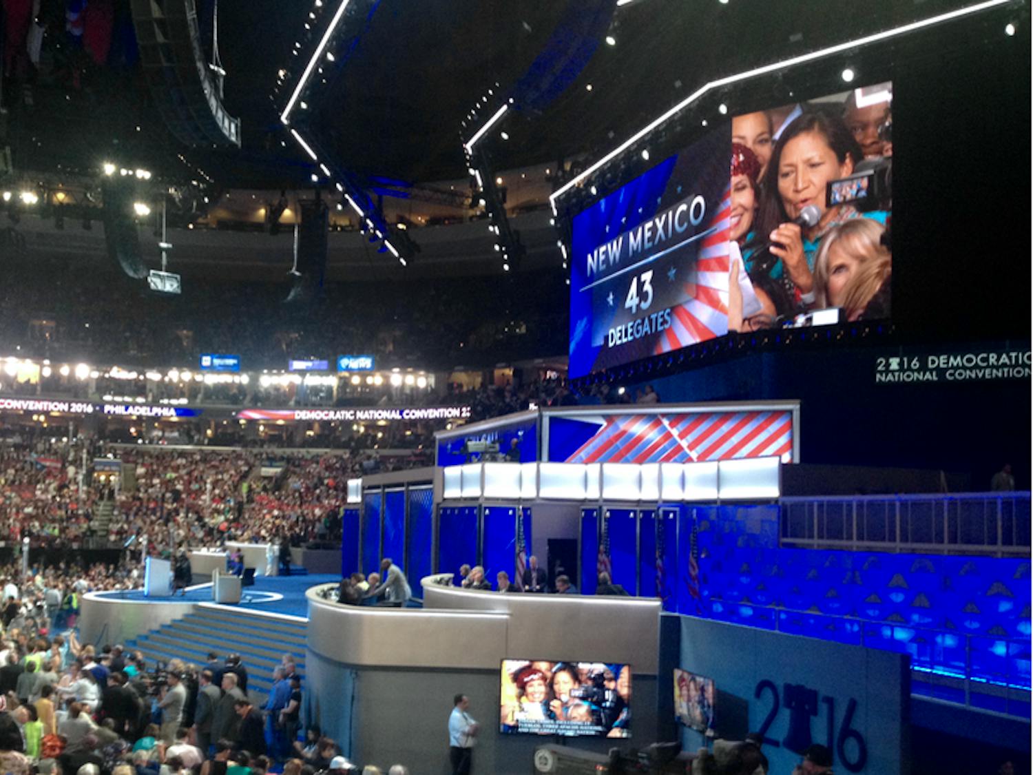 New Mexico's delegates have their votes recorded at the Democratic National Convention in Philadelphia on July 26, 2016.