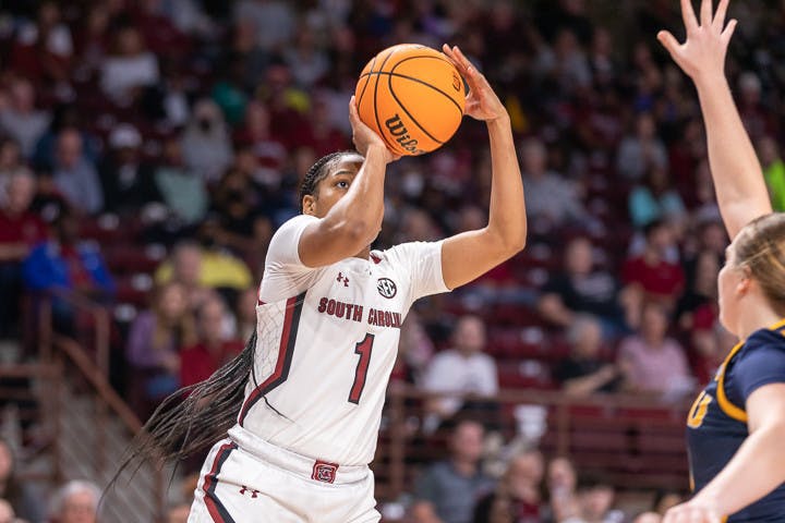 FILE— Senior guard Zia Cooke gets open for the jump shot during the South Carolina game versus East Tennessee State on Nov. 7, 2022. 