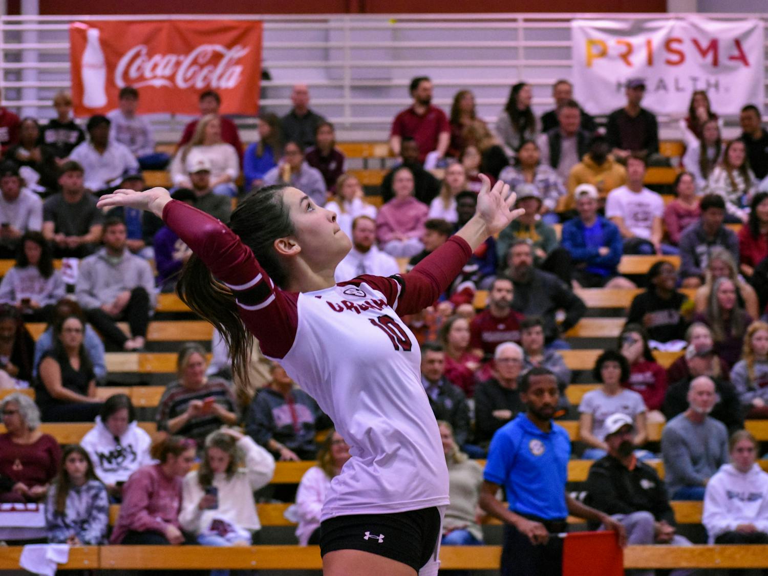 The South Carolina volleyball team battled Mississippi State Wednesday night Oct. 19, 2022, in a back-and-forth bout that ended with a win for Carolina. South Carolina defeated Mississippi State 3-2. &nbsp;The&nbsp;South Carolina volleyball team rallied in the fifth set after beginning the match 2-0 to defeat Mississippi State. Despite trouble with offense errors, the Gamecocks improve to 4-4 in the SEC. Photos captured by Hannah Flint | The Daily Gamecock.