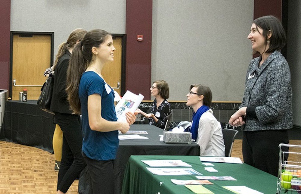 <p>Students had the opportunity to learn about careers and internships in the field of sustainability, a category that is often underrepresented at general career fairs.</p>