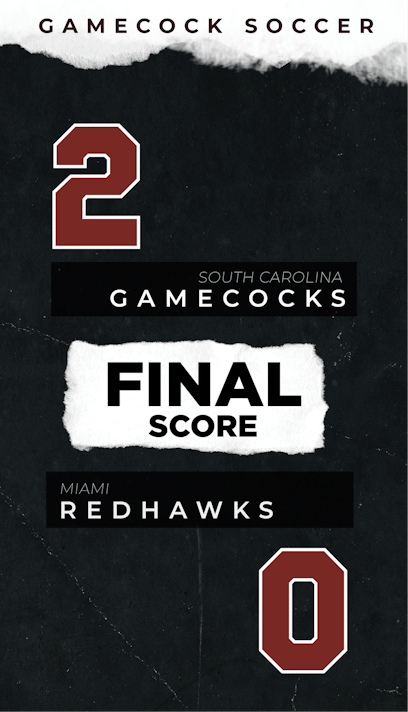 No. 16 South Carolina women's soccer shuts out Miami University 2-0, remains undefeated FSG.png