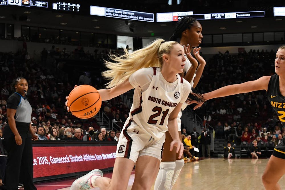 <p>FILE — Freshman forward Chloe Kitts enrolled early to kick start her collegiate career with the Gamecocks. Kitts has already appeared in seven games, scoring a total of 21 points this season.</p>