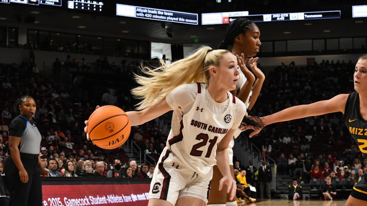 FILE — Freshman forward Chloe Kitts enrolled early to kick start her collegiate career with the Gamecocks. Kitts has already appeared in seven games, scoring a total of 21 points this season.