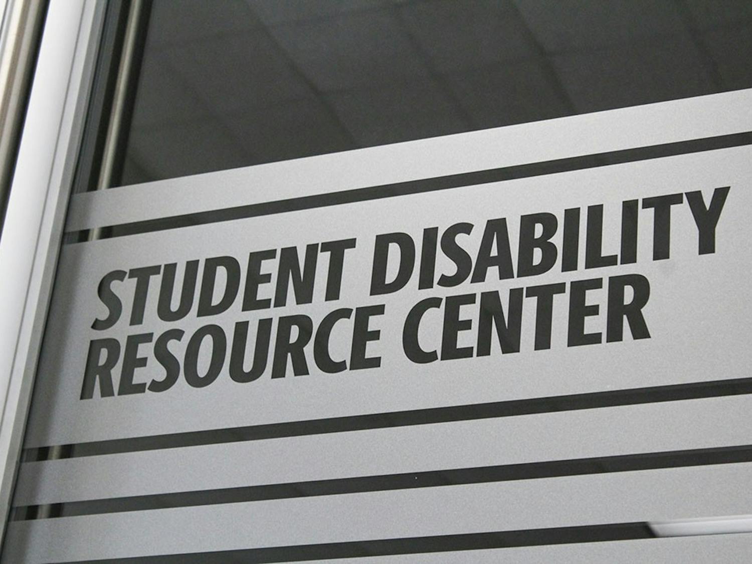 Signage on the door of the newly relocated Student Disabilities Resource Center in Close-Hipp, Suite 102.