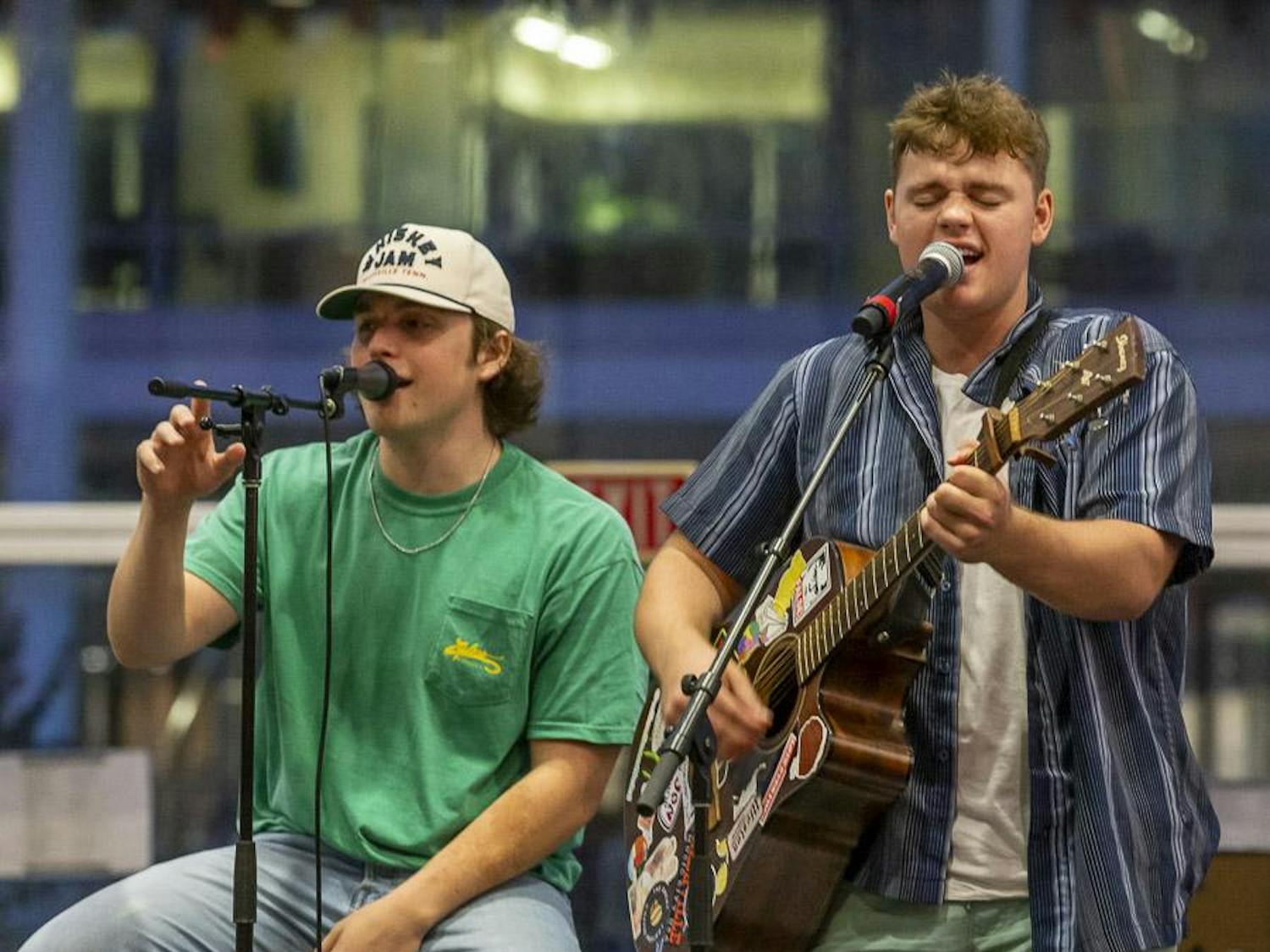 Vince Mason (left) and Will Cullen (right) perform a duo at the end of the "Country at Koger" event on Aug. 27, 2023. The free event for students featured performances from country artists Jordana Bryant, Vincent Mason and Will Cullen.