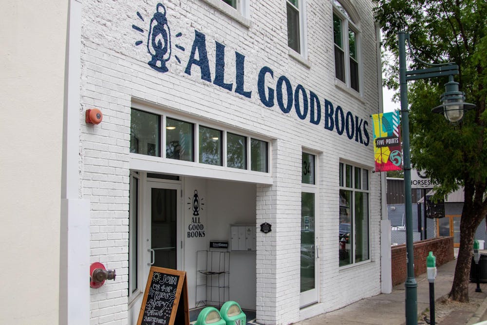 <p>The outside of All Good Books in Five Points on June 30, 2024. All Good Books opened in 2023 and is located at 734 Harden Street.</p>