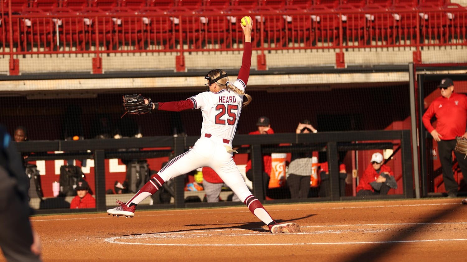 Junior pitcher Jori Heard pitches first in the game agaisnt Texas Tech on March 21. Gamecock softball won 5-2 the first of three games against Texas Tech at Beckham Field in Columbia, SC.