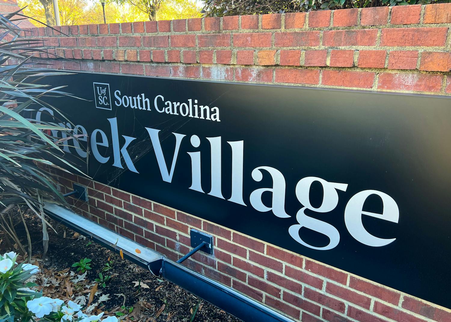 FILE—The sign outside of USC's Greek Village taken on Nov. 13, 2022. There are nearly 50 Greek life organizations at USC, all of which are overseen by the Office of Fraternity and Sorority Life.